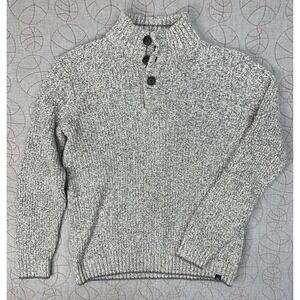 FatFace Grey Hove Twist Button Half Neck Jumper Chunky Thick Knit Sweater XL